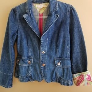Tommy Hilfiger Denim Jacket with Floral Cuff, 6